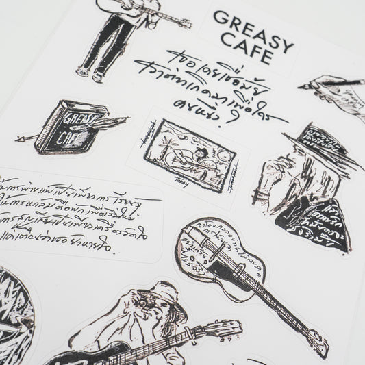 Greasy Cafe Sticker A4